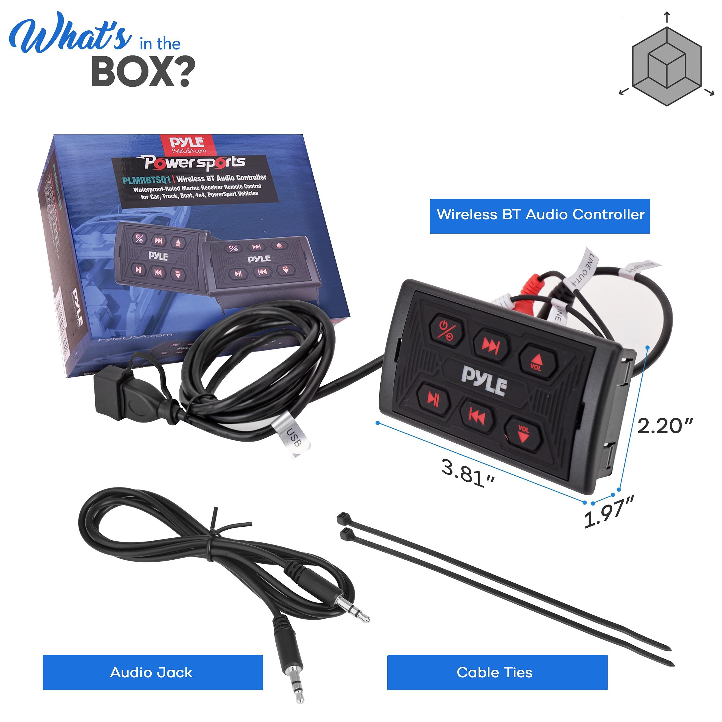 Pyle Pyle Car Stereo, Bluetooth Car Radio, Car Radio, Waterproof Marine Receiver, USB & AUX Inputs, IPX6 Rated, Universal Mounting, Includes 3.5mm Cable, Wireless Range 30ft, Pyle PLMRBTSQ1
