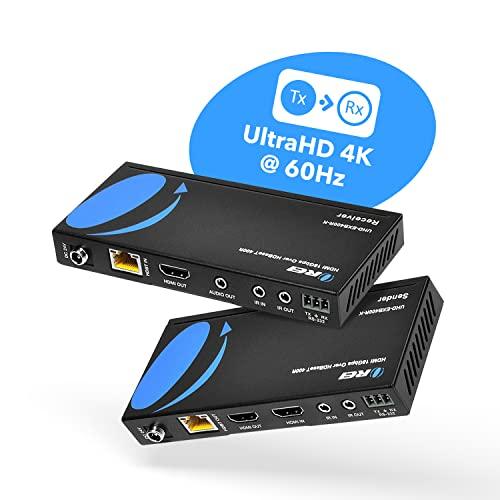 OREI OREI UltraHD HDMI Extender 4K 18G HDBaseT Over Single CAT5e/CAT6 Cable 4K @ 60Hz Upto 230FT with IR Remote 1080P Upto 330 Ft - Power Over Cable - Zero Latency Black