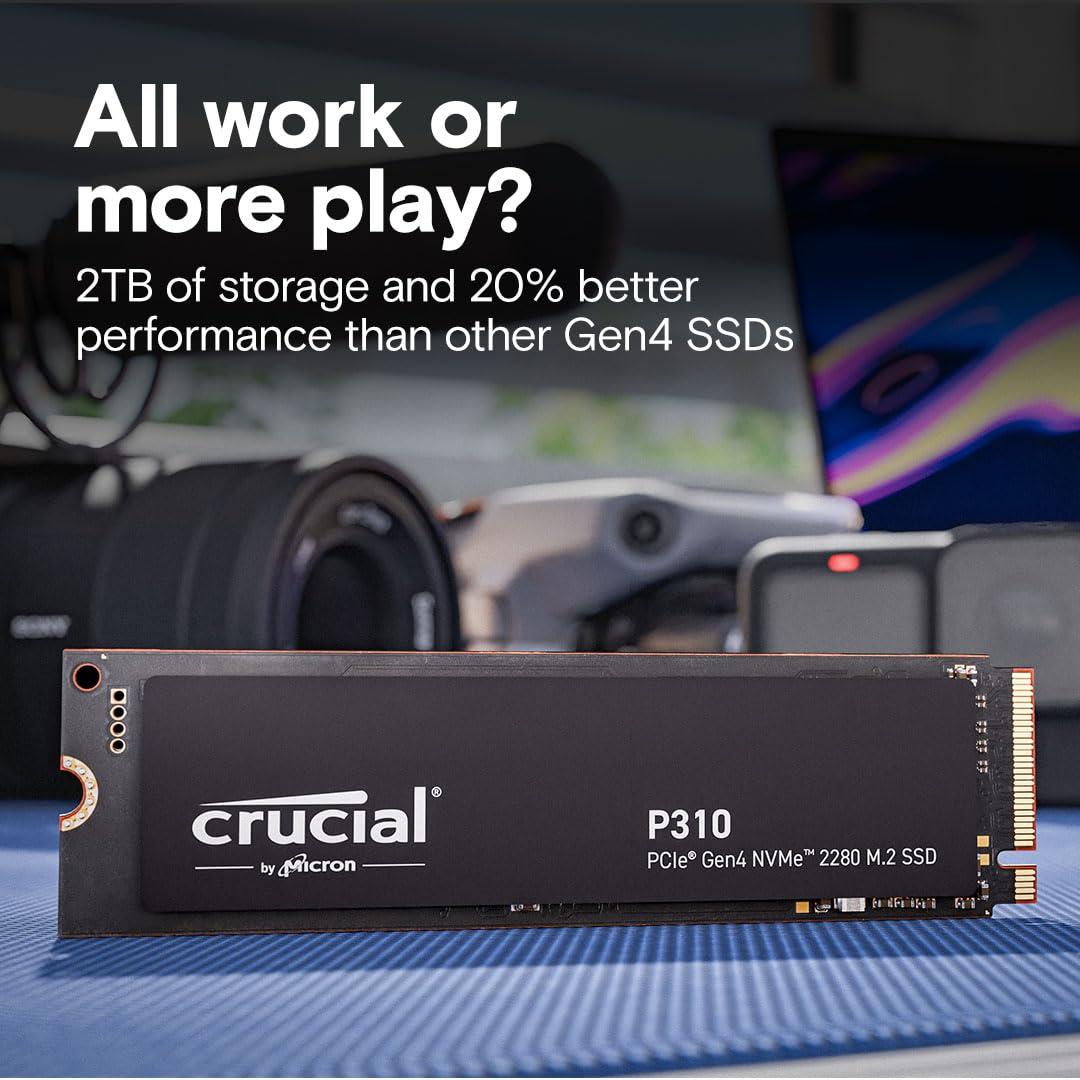 Crucial Crucial P310 500GB 2280 PCIe Gen4 3D NAND NVMe M.2 SSD Up to 6,600MB/s Shift up to Gen4, with Acronis Offer, Internal Solid State Drive (PC) CT500P310SSD801