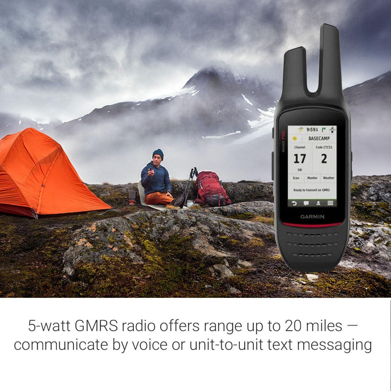 Certified Brands Garmin Rino 750 2-Way Radio/GPS Handheld and Dark Energy Poseidon Pro Indestructible Charger, Black | Touchscreen, 20 Mile Radio Range, Worldwide Base Mapping, Weather Forecasts