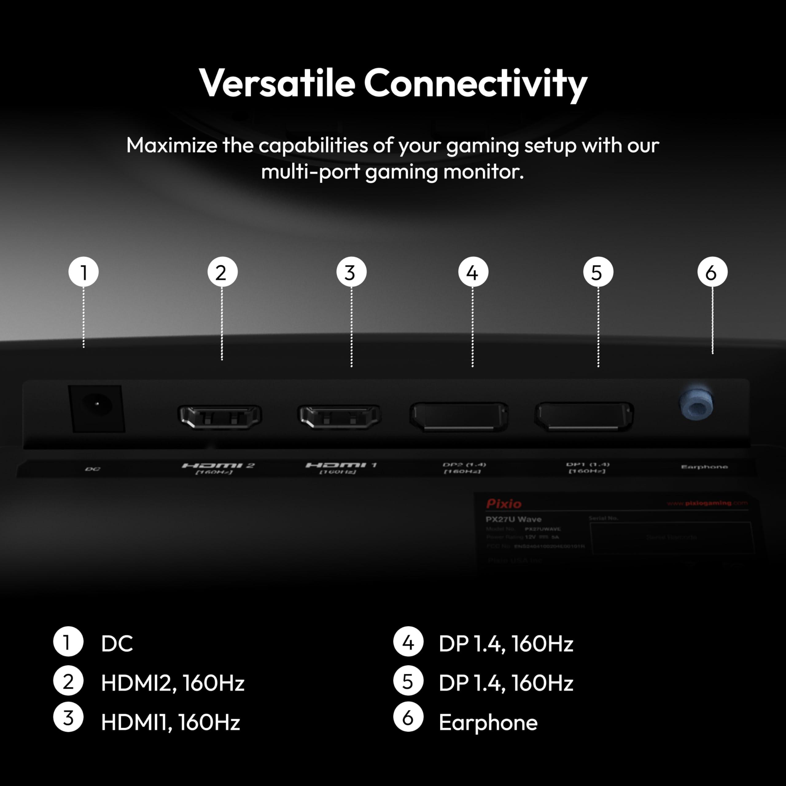 Pixio Pixio PX27U Wave 27 inch 160Hz Refresh Rate 4K 3840x2160p Resolution Fast IPS Panel 1ms GTG Response Time 4K Gaming Monitor with Adaptive Sync