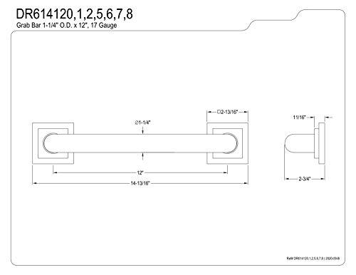 Kingston Brass Kingston Brass DR614122 Designer Trimscape Claremont Decor 12-Inch Grab Bar with 1.25-Inch Outer Diameter, Polished Brass