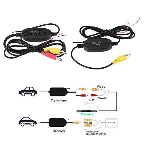 Dweekiy RCA Video Transmitter, RCA Video 2.4Ghz Wireless Transmitter&Receiver Kit for Car Parking Backup Camera Monitor System