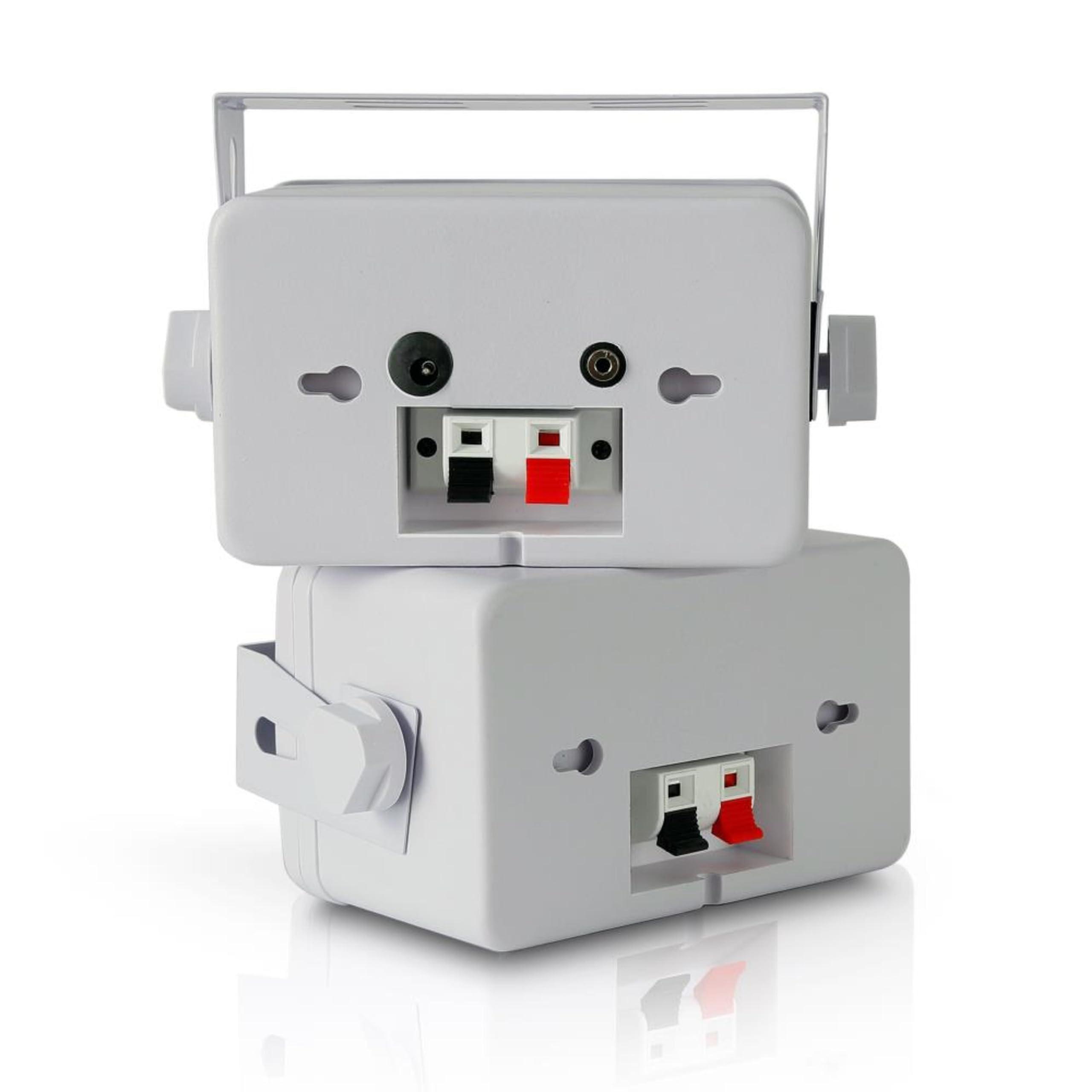 Pyle Pyle Outdoor Waterproof Wireless Bluetooth Speaker - 3.5 Inch Pair 3-way Active Passive Weatherproof Wall, Ceiling Mount Dual Speakers System w/ Heavy Duty Grill, Patio, Indoor Use -PDWR42WBT (White)