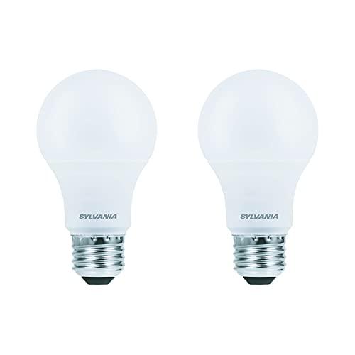 LEDVANCE SYLVANIA LED Light Bulb, 40W Equivalent A19, Efficient 6W, Medium Base, Frosted Finish, 450 Lumens, Soft White - 2 Pack (74077)