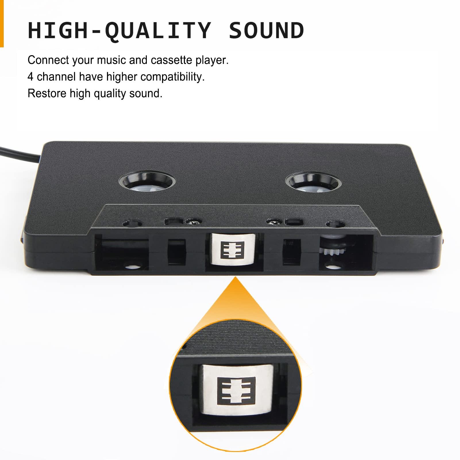 ciciglow ar Audio Bluetooth Cassette Receiver, 3.5mm Stereo 4 Channel Output Cassette Tape Player, Tape Player Bluetooth 5.0 Cassette Aux Adapter, Support mobile phones, tablets, MP3, Car Stereos, Earphones