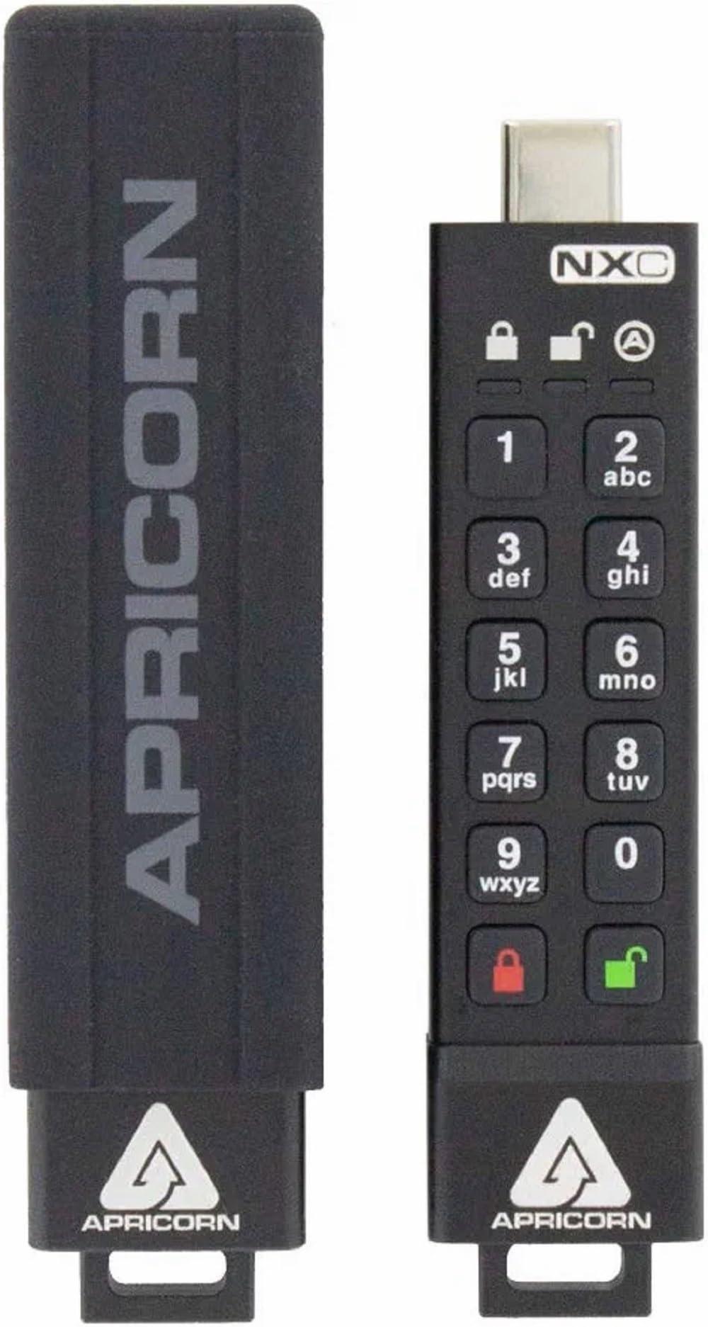 Apricorn Apricorn 512GB Aegis Secure Key 3 NXC 256-Bit Hardware-Encrypted USB 3.2 Type C Flash Drive, FIPS 140-3 Level 3 Validated (ASK3-NXC-512GB)
