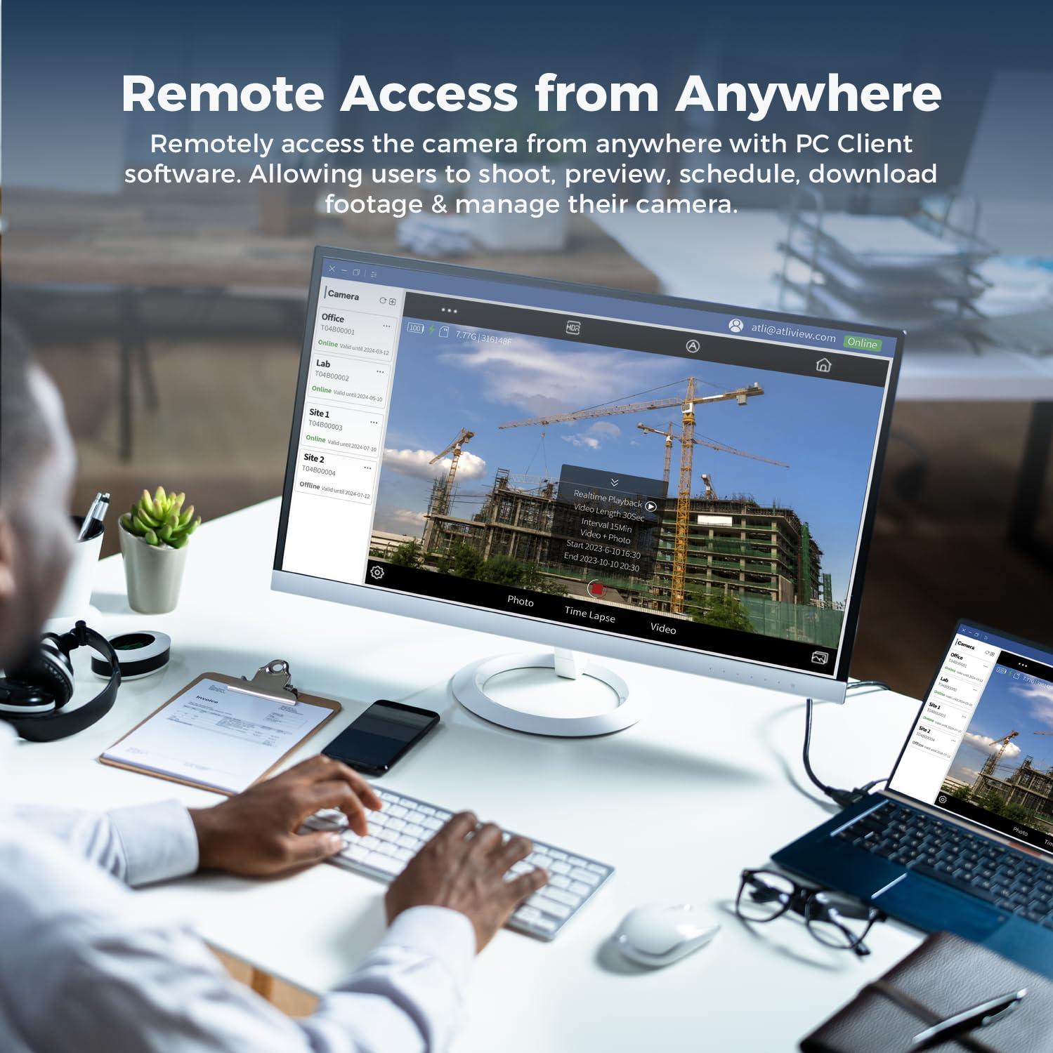 ATLI ATLI ATL3500 Time Lapse Camera Outdoor Construction Jobsite APP Control Remote Access IP65 Weatherproof Pre-Installed 128GB Memory Card 1080P Timelapse Camera Photo Video for Plants Projects