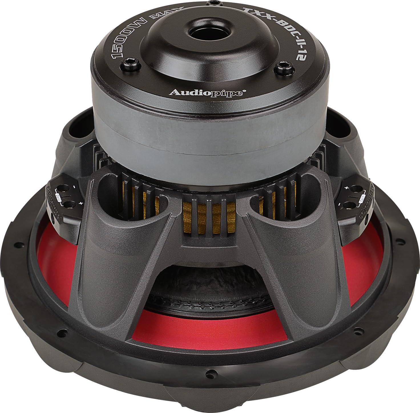 Audiopipe Audiopipe 12\" Quad Stack Composite Cone Subwoofer (TXX-BDC-II-12), Superior Performance, 1500W, 2 Magnets, BASV Voice Coil, Aluminum Basket, Multi-Connect, Non-Press Paper Cone, 2 x 4 Ohms