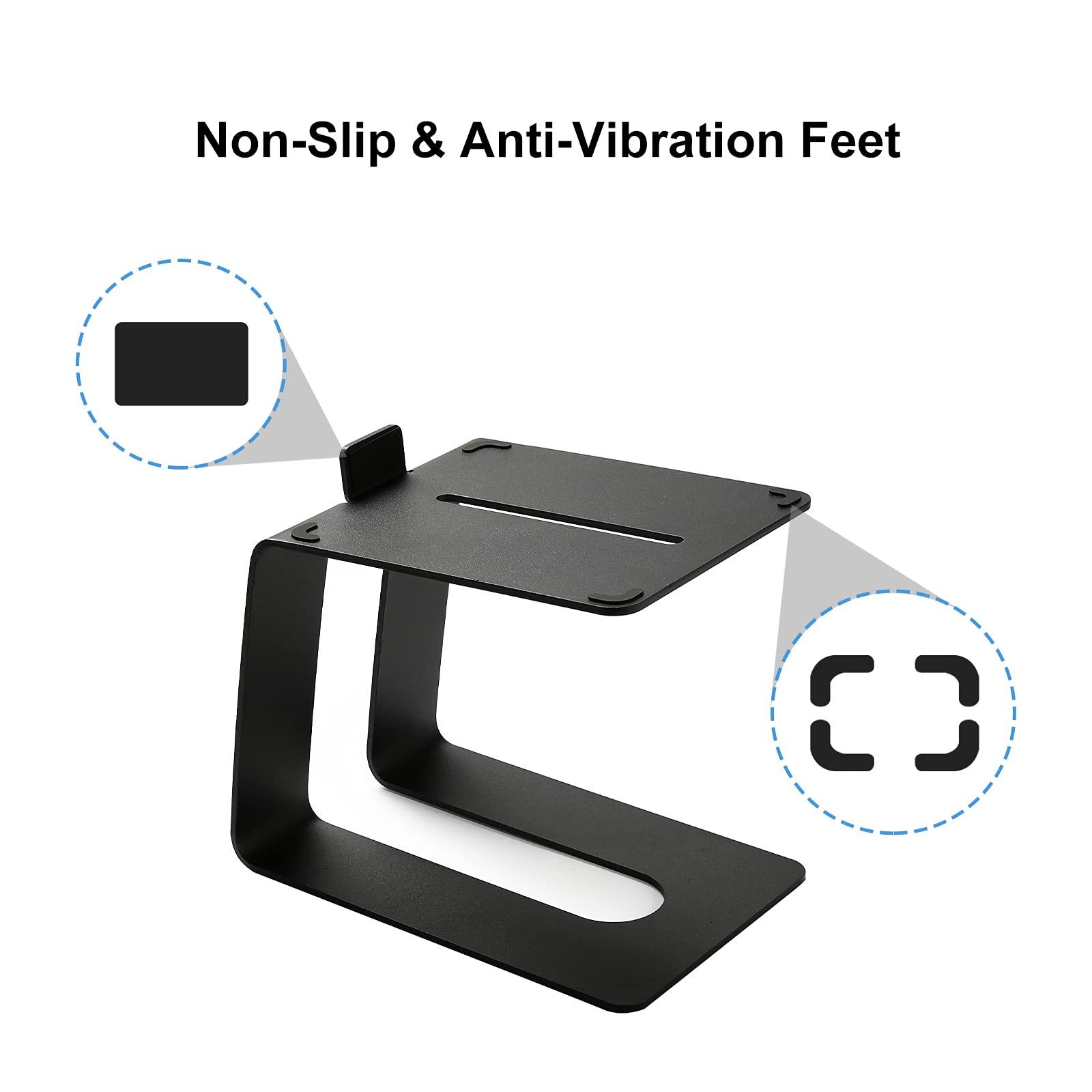 Ventray Desktop Speaker Stands for Small & Medium Bookshelf Computer Speakers, Heavy Duty Studio Monitor Speaker Stands with Non-Slip Feet, Vibration Damping Tilted Tabletop Speaker Stands - Black (Pair)