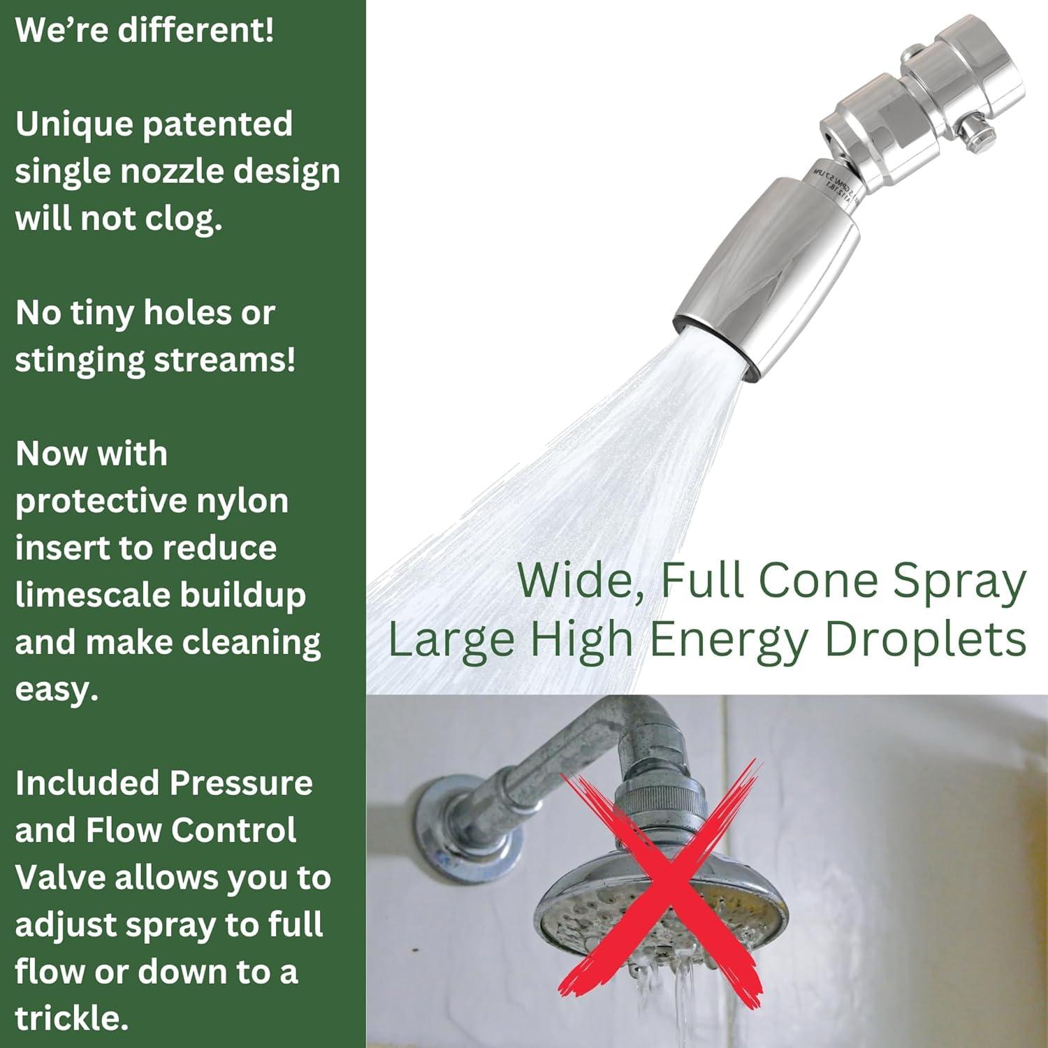 HIGH SIERRA SHOWERHEADS High Sierra Showerheads - Solid Metal 1.8 GPM High-Efficiency, Low-Flow Shower Head with Pressure Control Valve that Shuts It Off to Just a Trickle - Chrome