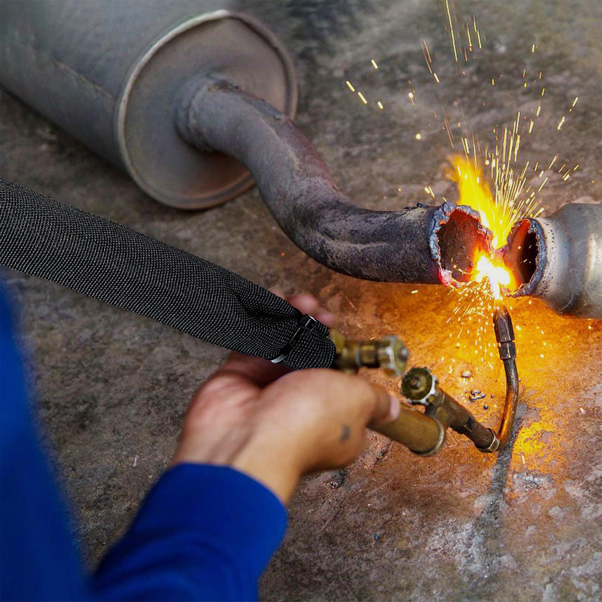 guvddliz Nylon Hydraulic Hose Protector Sleeve 6.5ft - 2 inch Hose Sheath Hydraulic Hose Wrap Cable Sleeve for Cord Tig Wire Hose Cover Management Wrap Protective Cover- Black