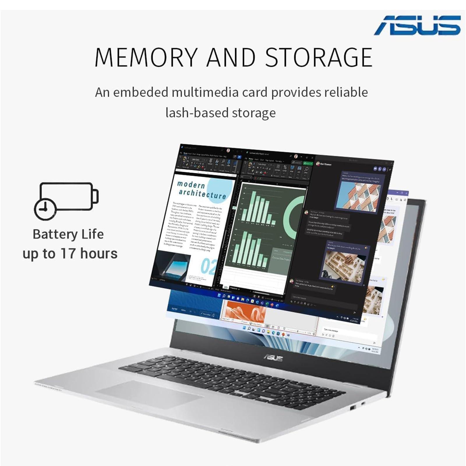 ASUS ASUS-Chromebook Laptop-Google Chrome - 8Core MediaTek Kompanio 520-14 inch FHD Display - USB C - Wi-Fi 6 - Long Battery Life - Student - 2024 (4GB RAM | 96GB Storage)