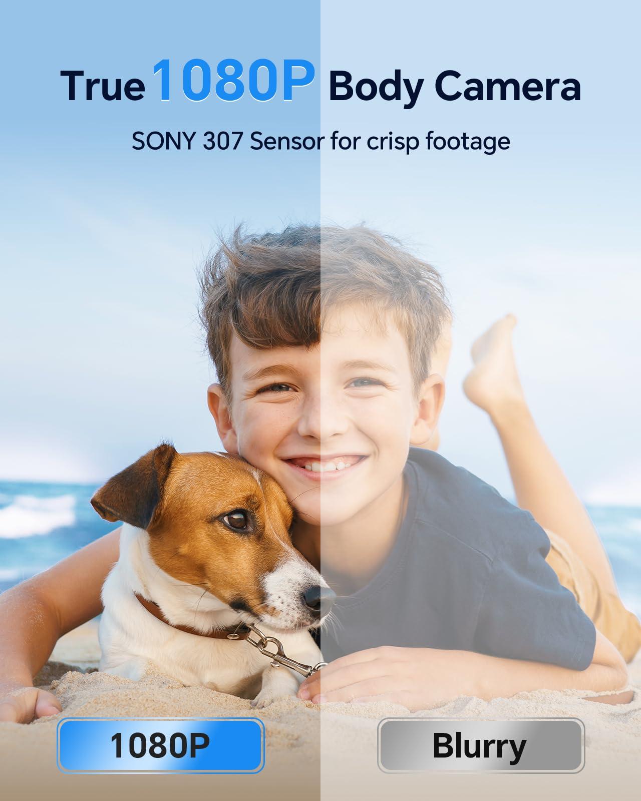 BOBLOV BOBLOV W1 1080P 64GB Body Camera, Wearable Camera Support 90 Minutes with Loop Recording, Easy to Use and Take for Traveling, Walking, Law Enforcement and Outdoors Activities