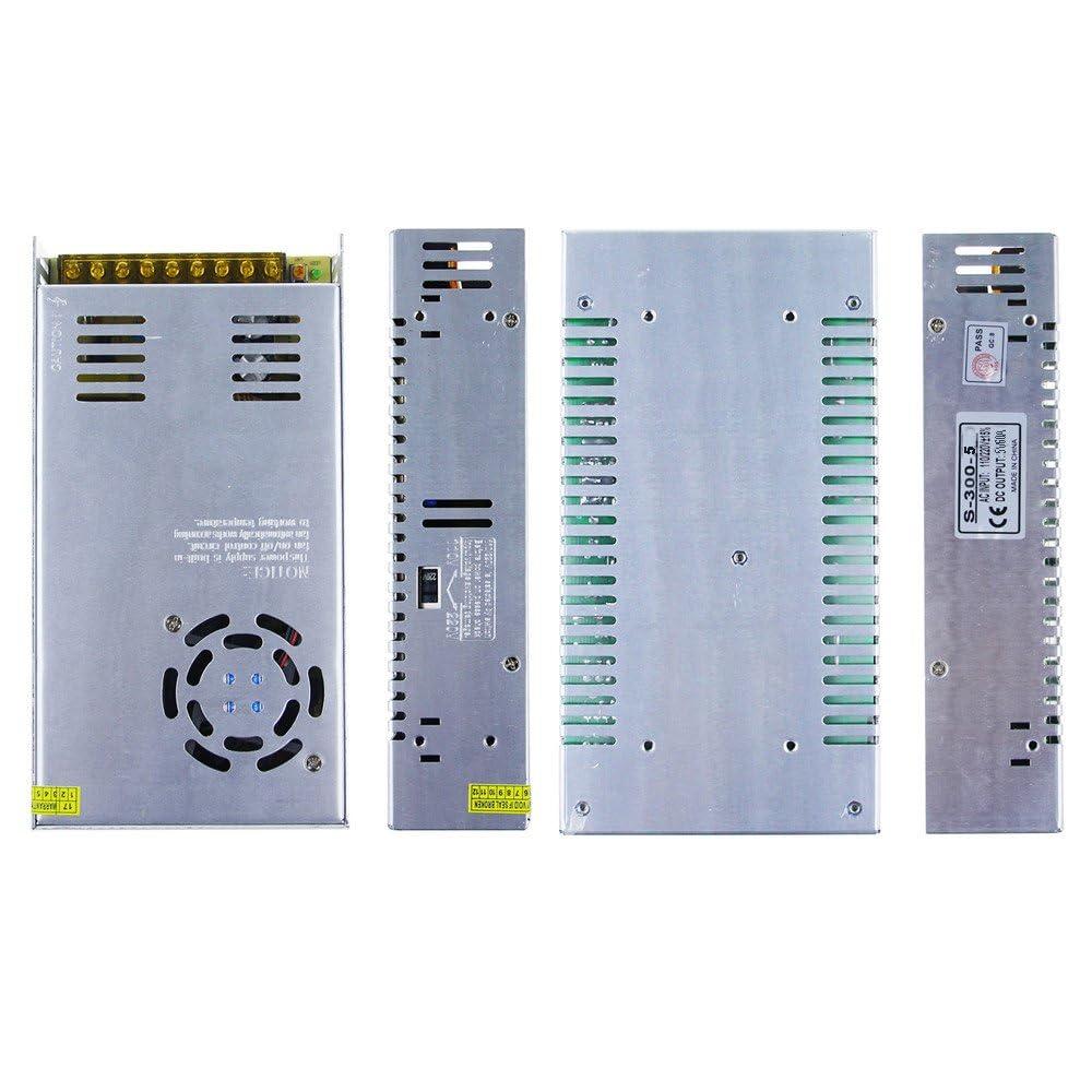 ALITOVE ALITOVE 5V 60A 300W Power Supply Transformer Adapter Converter with New Version 5V 60A Switching Power Supply for WS2812B WS2811 LED Strip Pixel Light CCTV
