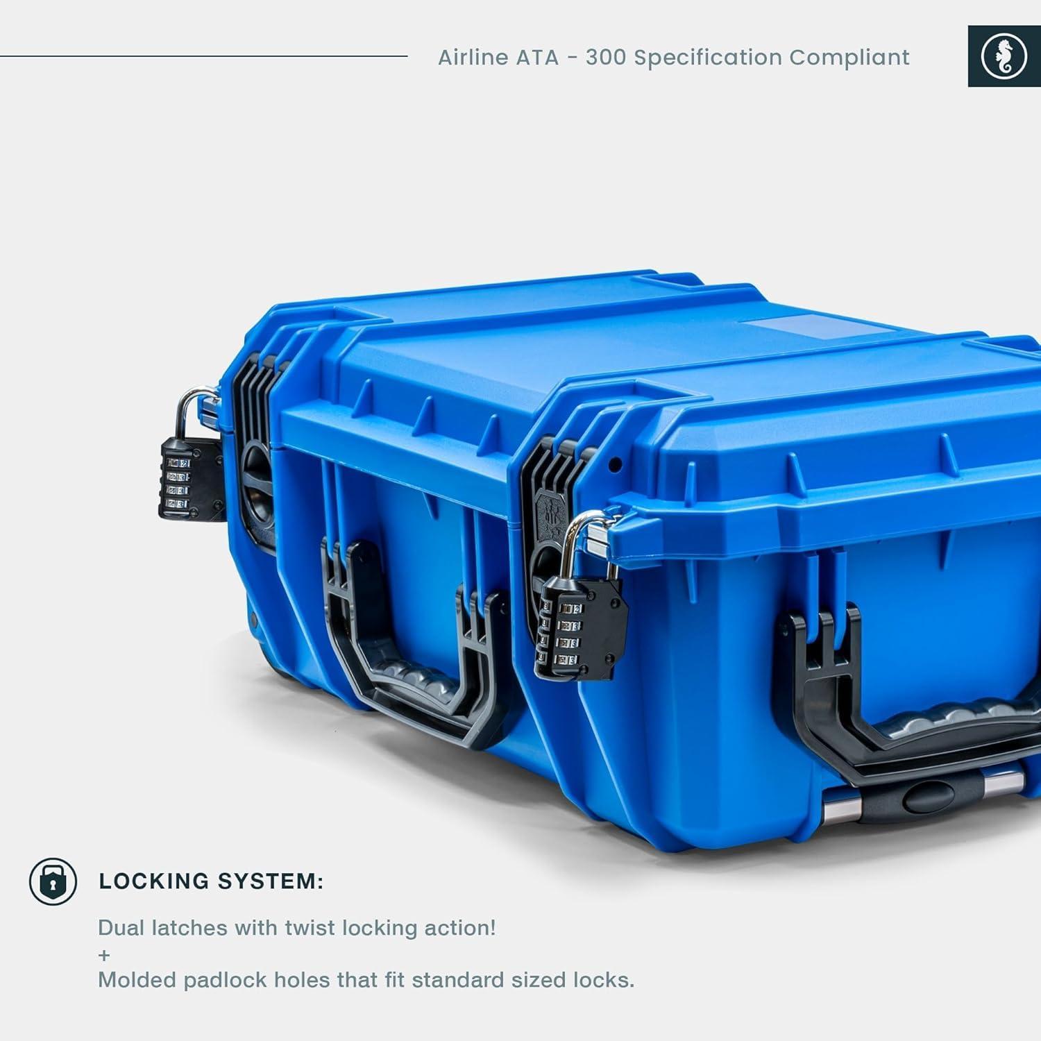 Seahorse Seahorse 830 Heavy Duty Protective Dry Box Case W/Padded Dividers - TSA Approved / IP67 Waterproof/USA Made for Professional, Amateur Photographers and Camera Enthusiasts