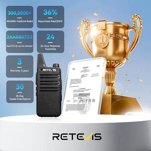 Retevis Retevis RT22 Two Way Radio Long Range Rechargeable,Portable 2 Way Radio,Upgrade Type C Handsfree Walkie Talkies for Adults Cruise Hiking Hunting Skiing(4 Pack)