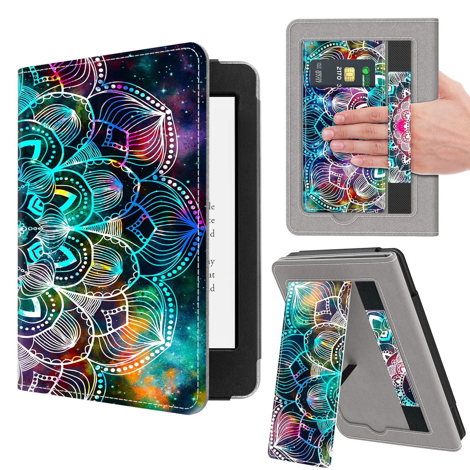 VORI VORI Stand Case for 7"/6.8" Kindle Paperwhite (12th/11th Generation-2024/2021) and Kindle Colorsoft Signature Edition, PU Leather Case Smart Protective Cover with Auto-Wake/Sleep, Mandala Floral