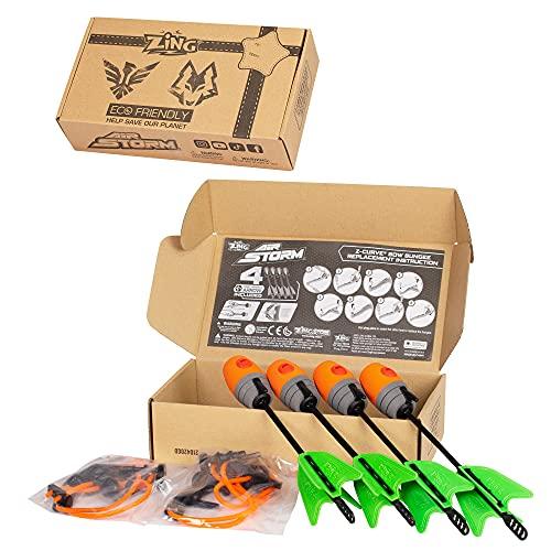 Zing Zing Z-Curve Bow Bungee Replacement and Arrow Refill Pack - Includes 2 Orange Z-Curve Bungee Sets and 4 Orange Zonic Whistling Arrows