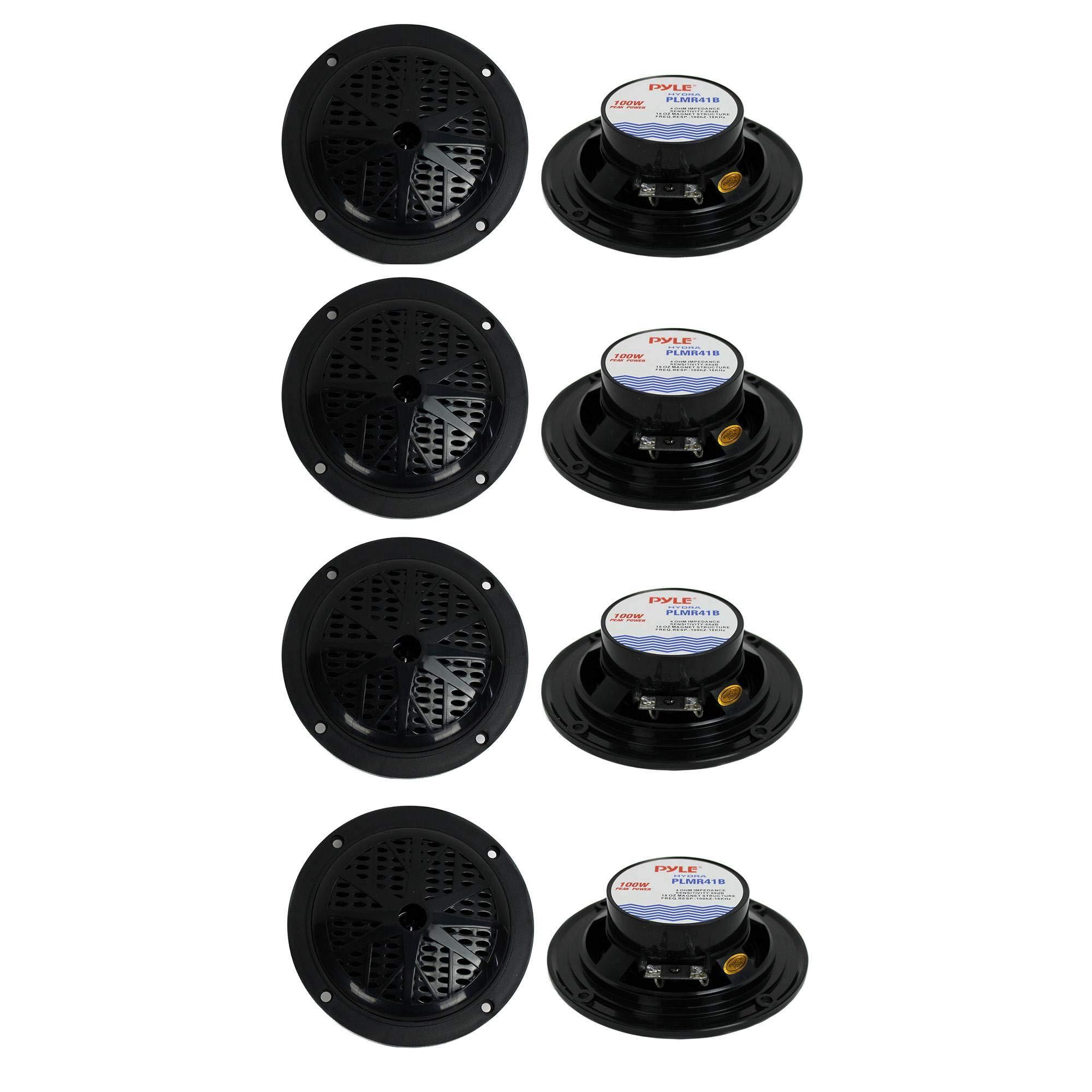 Pyle Pyle PLMR41B 4" 100W Dual Cone Waterproof Marine Boat Stereo Speakers (4 Pair)