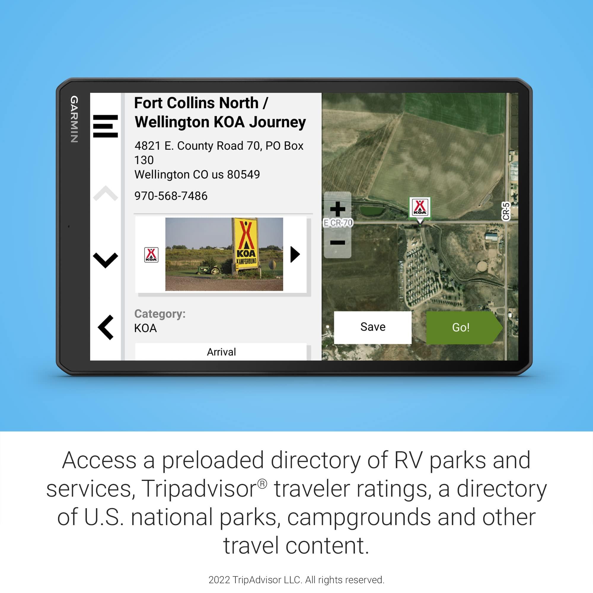 Garmin Garmin RV 1095, Extra-Large, Easy-to-Read 10 GPS RV Navigator, Custom RV Routing, High-Resolution Birdseye Satellite Imagery, Directory of RV Parks and Services, Landscape or Portrait View Display