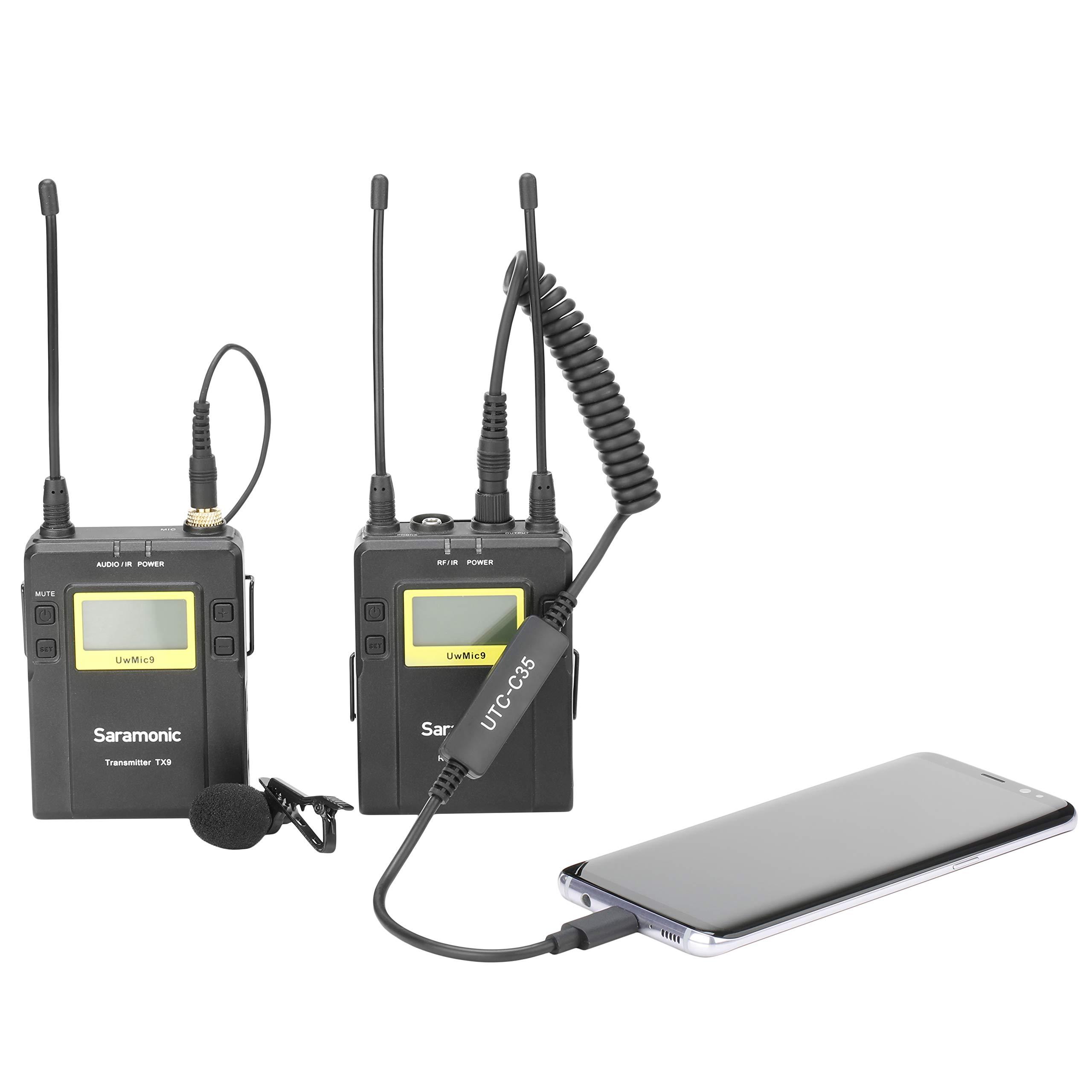 Saramonic Saramonic UTC-C35 | Locking 3.5mm TRS Male to USB Type-C Output Cable with A/D Converter for iPhone 15, Android Mobile Devices, New iPad, Computers & More