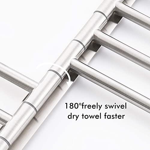 KES KES Swing Out Towel Bar, 6-Bar Folding Arm Swivel Hanger Bathroom Storage Organizer Wall Mount Rustproof 13 Inch SUS 304 Stainless Steel Brushed Finish, A2102S6-2