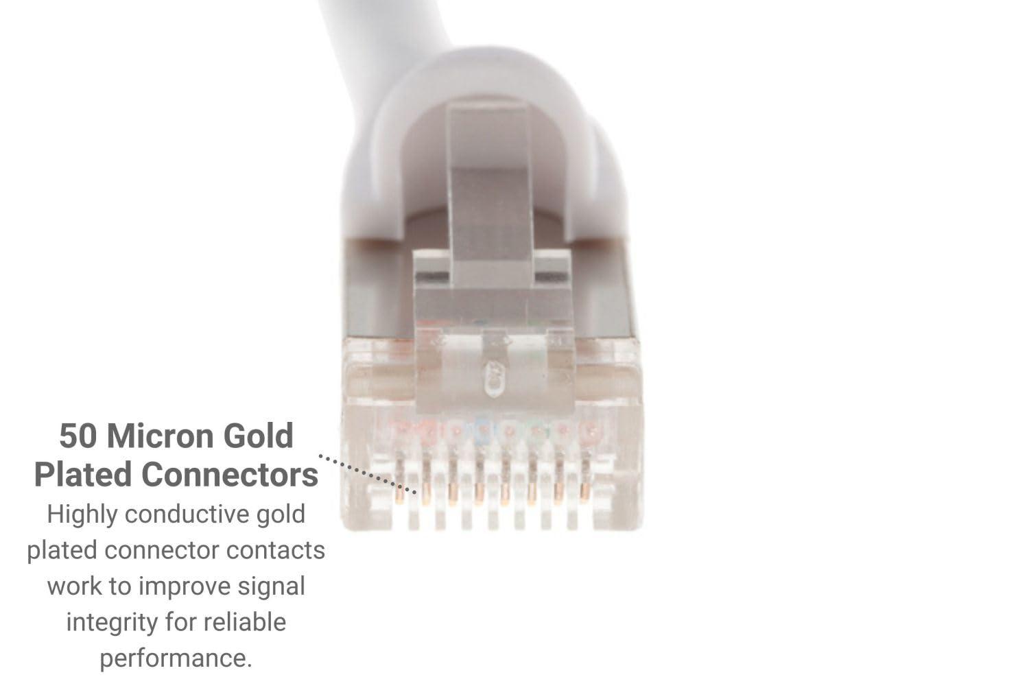 CablesAndKits CablesAndKits - Shielded (STP) Cat6 Ethernet Cable, Booted, Jacket: PVC (CM), 25 ft, White, Pure Copper, RJ45 Computer & Networking Patch Cord