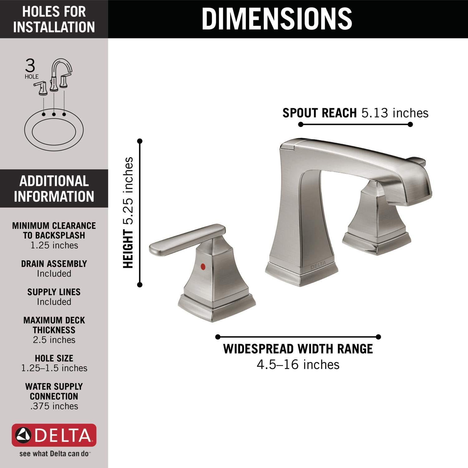 DELTA FAUCET DELTA FAUCET 3564-SSMPU-DST Ashlyn Bathroom Faucet, 5.25 x 16.00 x 5.13 inches, Stainless