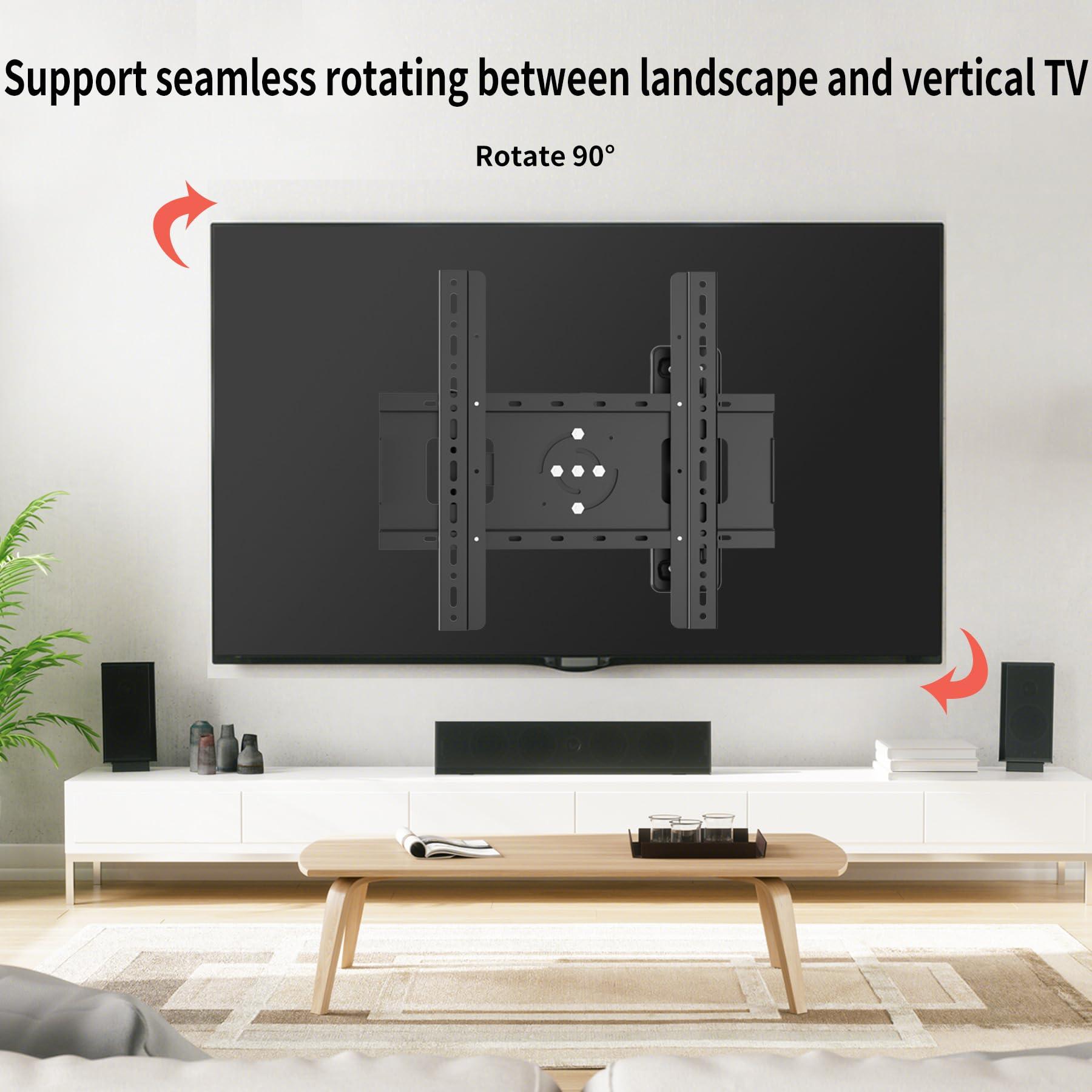 HILLPORT HILLPORT 55 Vertical TV Wall Mount Swivel Tilt Rotate Arm Fits Most 32-60 inch LED LCD Flat Curved Screen, Vertical Screen TV Bracket, Full Motion 90 Degree Max VESA 400x400mm Up to 61.7lbs DY3260