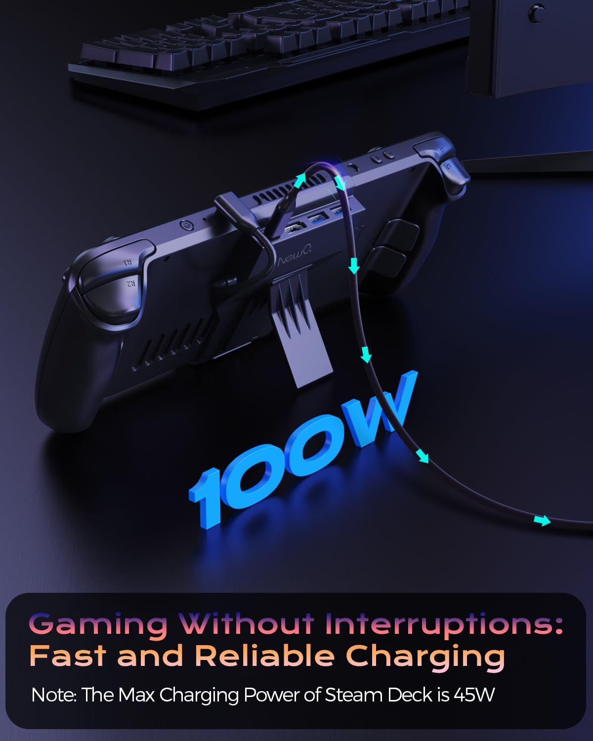 NEWQ Steam Deck Dock for Steam Deck/OLED, Portable Stand Design USB C Hub with TF Card Slot, HDMI 2.0 4K@60Hz Display, 2*USB-A 3.0, USB-C PD 100W Max, Stream Deck Stand Base Accessories