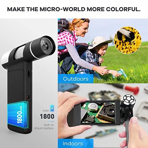 Andonstar Andonstar AD203 Handheld Digital Microscope, Portable Pocket Microscope with 4 inch Screen for Kids and Adults, Black, Electronic FHD Video Microscope, Supports Windows Mac PC, USB Coin Microscope