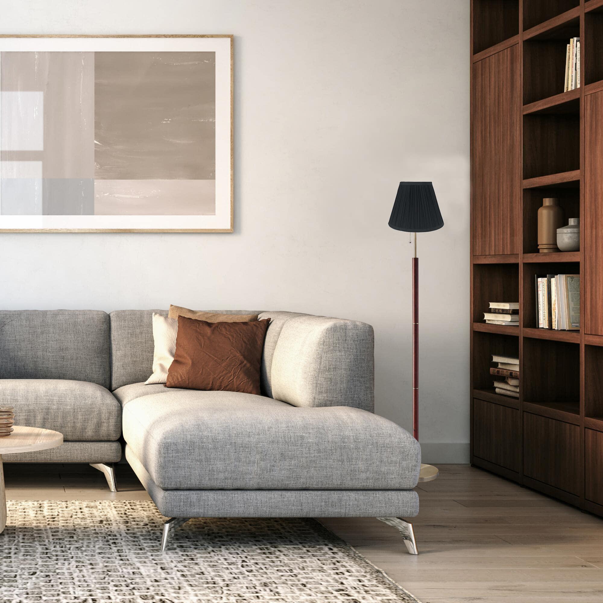 Urbanest Urbanest Mushroom Pleated Softback Lamp Shade, Faux Silk, 5-inch by 9-inch by 7-inch, Black, Spider Fitter