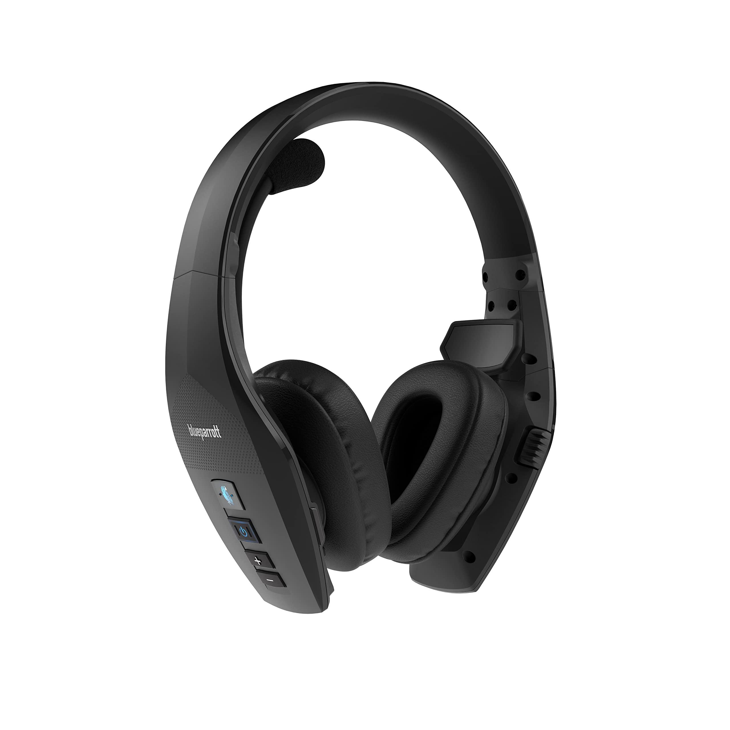 BlueParrott BlueParrott S650-XT Trucker Bluetooth Headset 2-in-1 Convertible Stereo to Mono Headset with Noise Cancellation, Extended Wireless Range and IP54-Rated Protection - Ideal for Anyone On The Go, Black