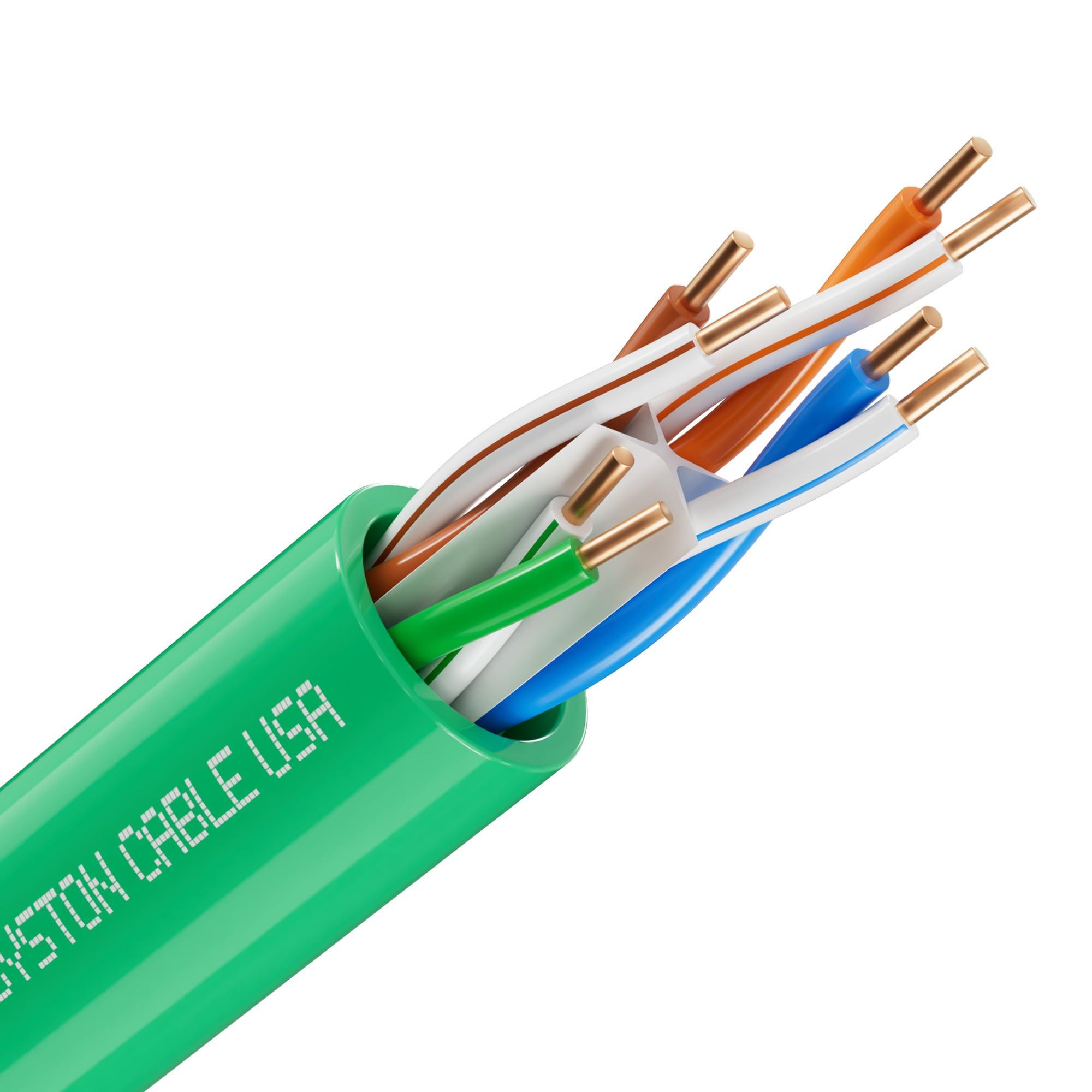 Syston Cable Technology Syston Cable Technology Cat6e Ethernet Internet Cable - 100 FT600MHz 23AWG Solid Bare Copper Wire Outdoor/Indoor Suit, No Ends 10 Ft to 1000 Ft Available, Heat Resistant Riser Rated - CMR