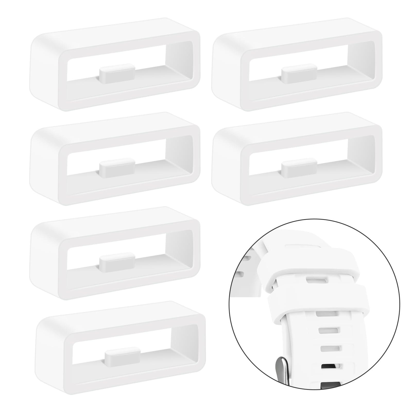 Meliya 6-Pack Band Loops for Garmin Forerunner 965 955 945 935 745 265 255 220 230 235 35 620 630 735XT Band Keeper, Silicone Replacement Watch Band Loop/Holder/Retainer (White+White+White+White+White+White)