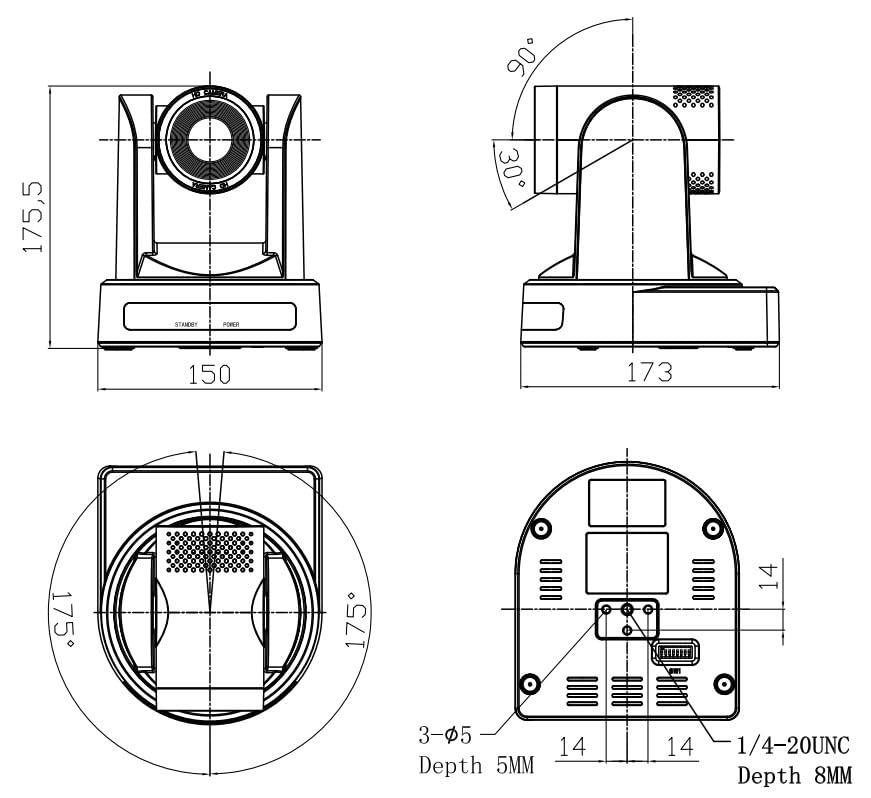 SMTAV PTZ Camera 10X Optics Zoom with HDMI USB Network outputs Conference Cameras Support PTZ Control and IP Live Streaming Output for Conferencing, Church