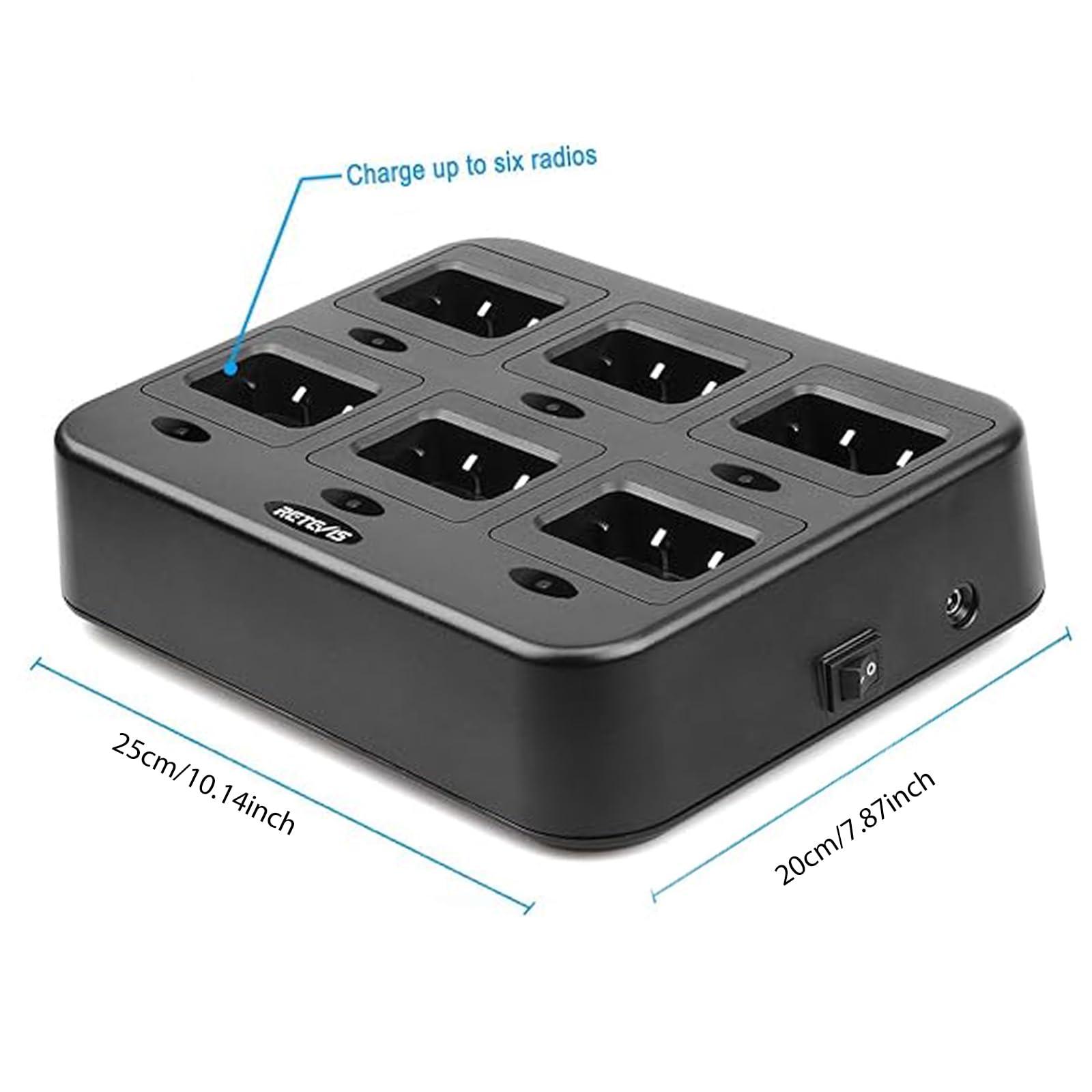 Retevis Retevis RT27 Walkie Talkies(6 Pack) Bundle with Six Way Charger(2 Pack), Heavy Duty Two Way Radios for Adults, VOX Hands Free, Local Alarm, Rugged 2 Way Radio with Six-Way Charger