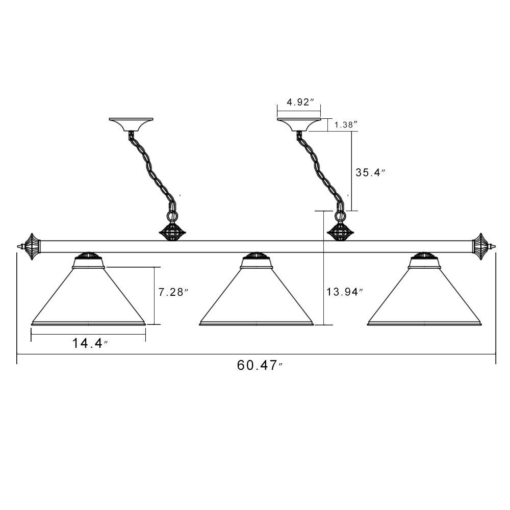 Wellmet Wellmet Pool Table Lights for 8'/9' Table with 3 Metal Shades, Billiard Lamp for Man Cave, Game Room, Kitchen Island Light for Restaurant Or Dining Room (Burgundy, 59 inch-3 Lights)