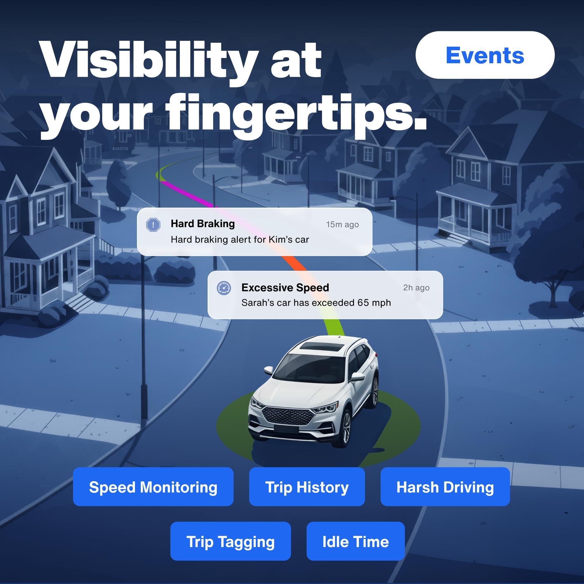 Bouncie Bouncie GPS Tracker for Vehicles with Real-Time Location, Route History, Speed Monitoring, Geo-Fence & Accident Notifications - for Fleets & Family - Cancel Anytime