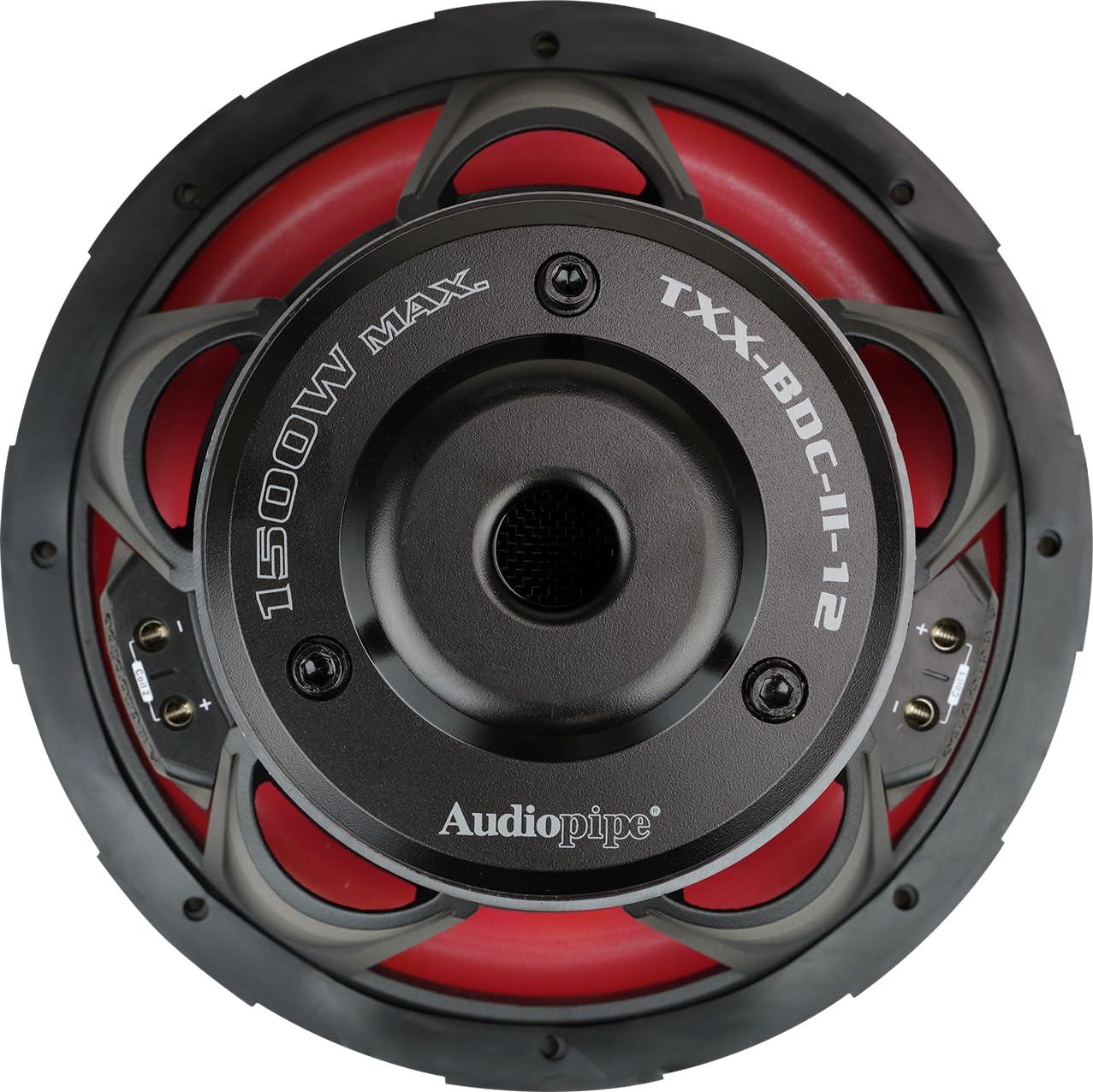 Audiopipe Audiopipe 12\" Quad Stack Composite Cone Subwoofer (TXX-BDC-II-12), Superior Performance, 1500W, 2 Magnets, BASV Voice Coil, Aluminum Basket, Multi-Connect, Non-Press Paper Cone, 2 x 4 Ohms