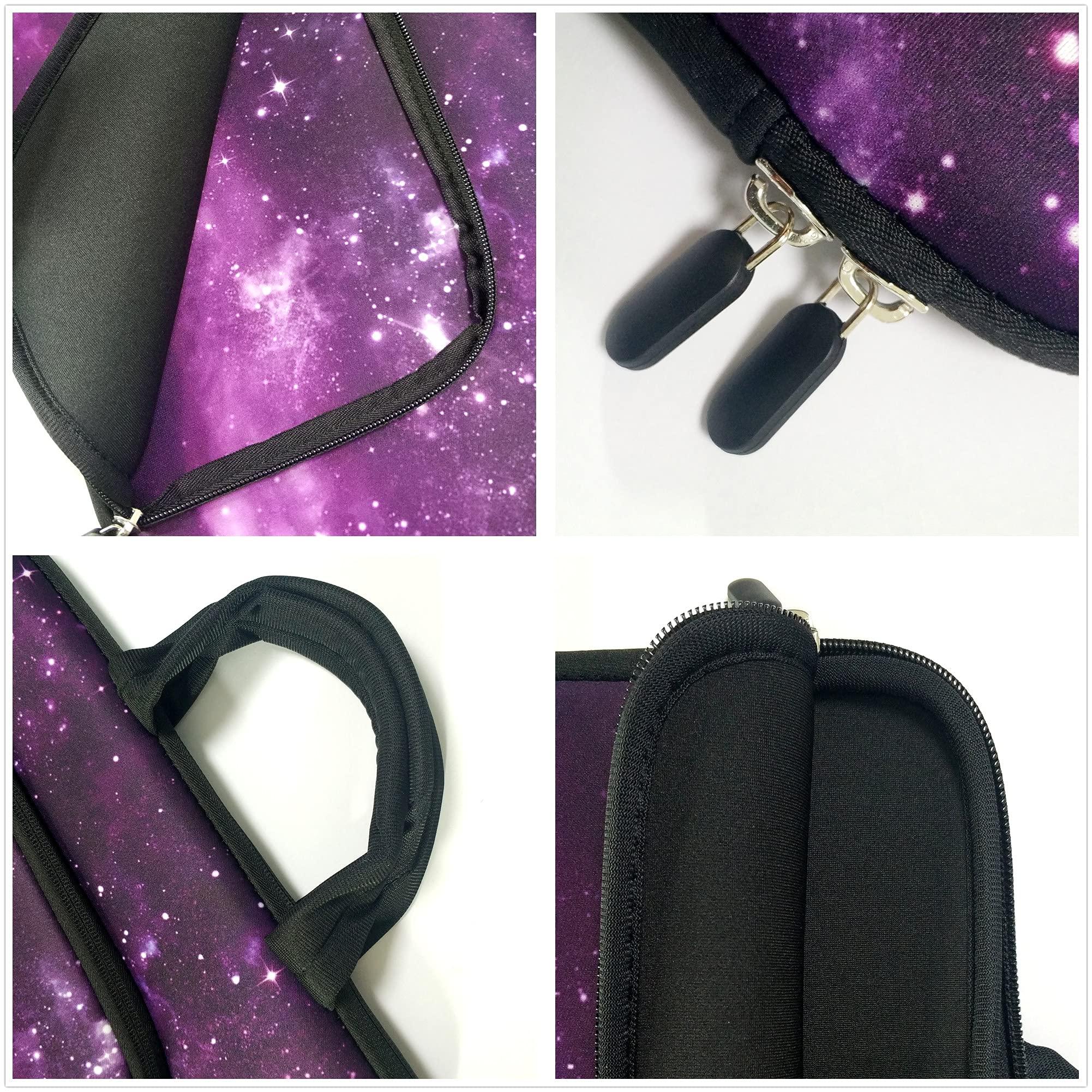 HAPPYLIVE SHOPPING 14 15 15.4 15.6 inch Laptop Handle Bag Computer Protect Case Holder Notebook Sleeve Neoprene Cover Soft Carrying Case with Extra Pockets for Dell Lenovo Toshiba HP Chromebook ASUS Acer(Purple Galaxy)