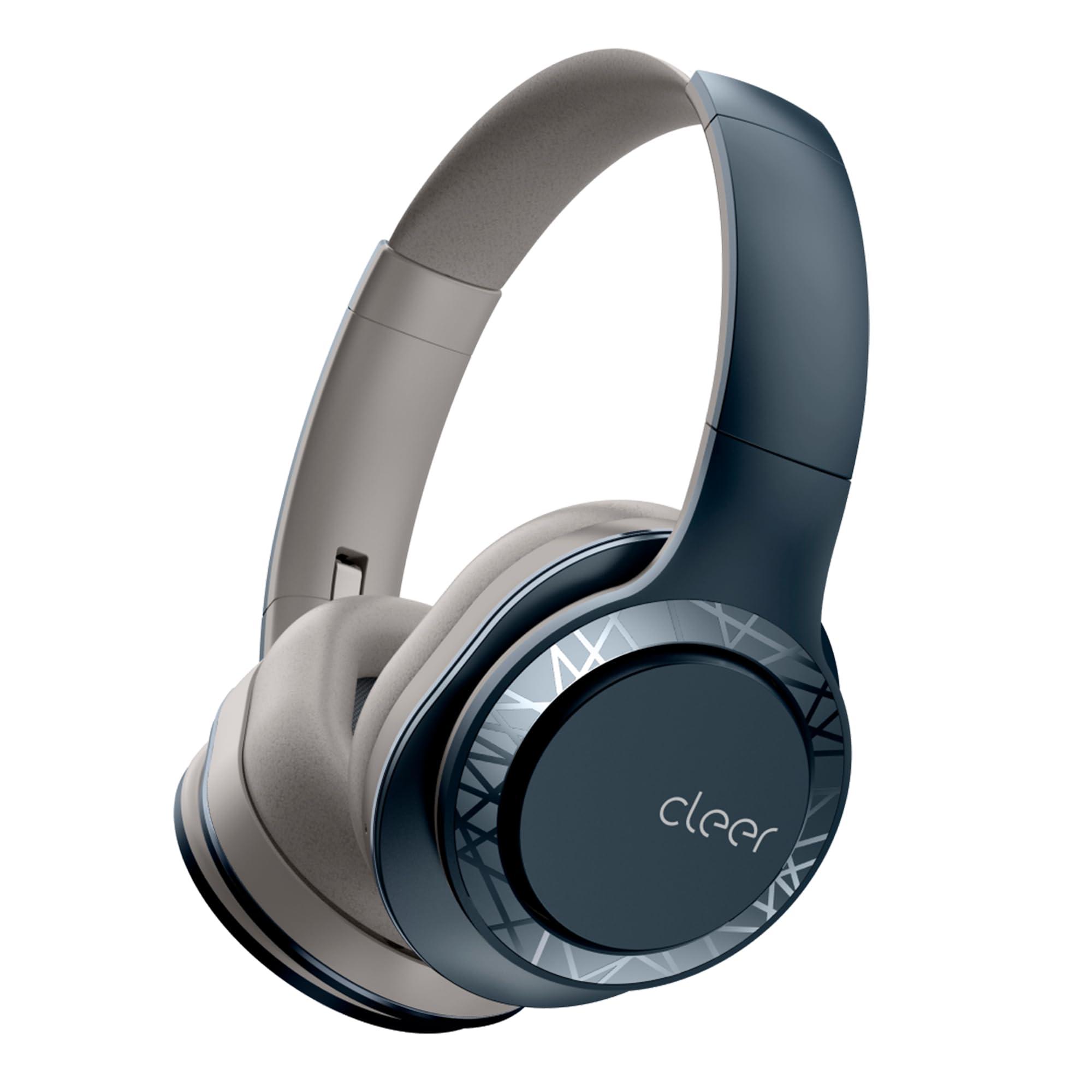 Cleer Cleer Enduro 100 Bluetooth Headphones, 40mm Ironless Driver, Deep Bass Over The Ear Headphones, 100Hr Play, Dual-Mic, Clear Calls, Comfort Fit, Bluetooth 5.0, Hi-Res Foldable Wireless Headphone, Navy