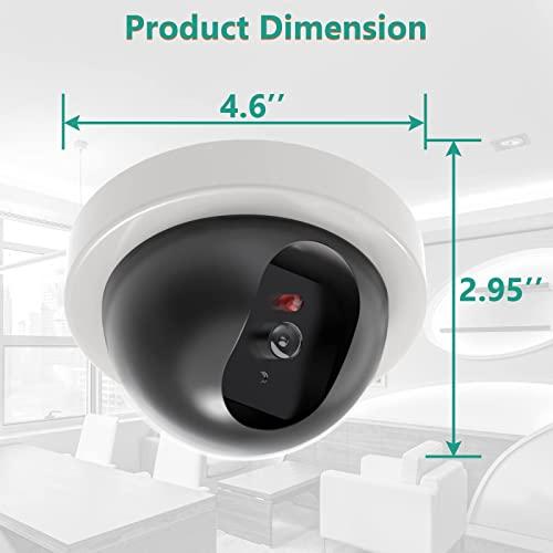 WALI WALI Dummy Fake Security CCTV Dome Camera with Flashing Red LED Light with Security Alert Sticker Decals (SDW-4), 4 Packs, White