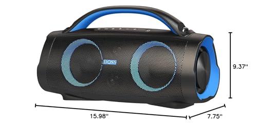 DOSS DOSS Extreme Boom Pro Loud Bluetooth Speaker with 100W Stereo Sound, Extra Bass, 20H Playtime, Party-Sync Led Lights, Built-in Power Bank, IPX6 Waterproof for Outdoor, Camping, Travel-Blue