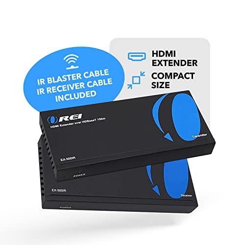 OREI OREI 1080p HDBaseT HDMI Extender over Cat5e/6 Ethernet LAN cable - Up to 500 Feet, Supports HDCP 1.4, Bi-Directional IR, HDMI Loop-out, RS-232, PoC, HDMI Balun (EX-500IR)