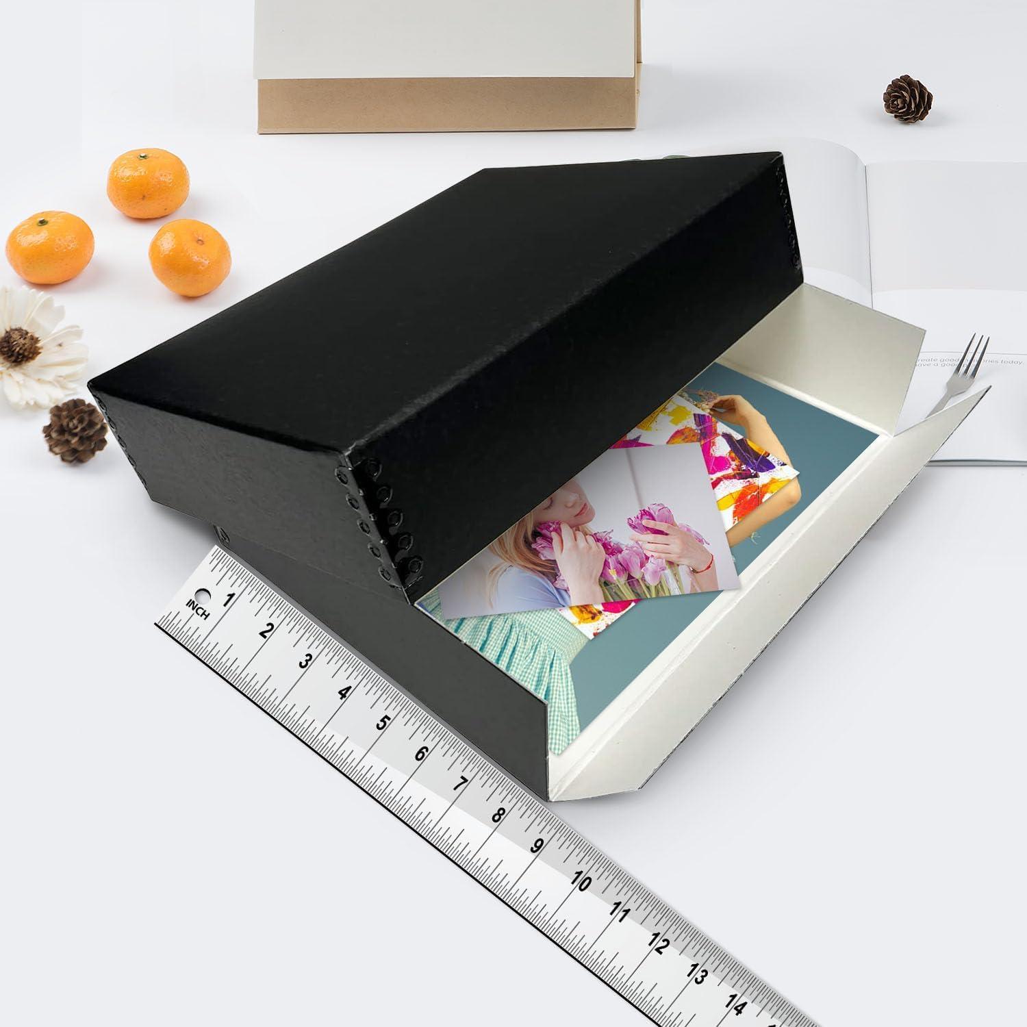 Lineco Lineco Museum Archival Storage Box, 8.75x10.75x1.5 in. Drop Front Design. Acid-Free with Metal Edge. Organize Photos, Pictures, Prints, Documents, Crafts, DIY. Black, 2 Pack