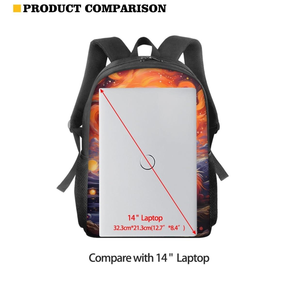 GLUDEAR GLUDEAR Men's Novelty Fox Print 14inch Laptop Backpack College Computer Bag Women School Backpacks,Forest Fire Fox