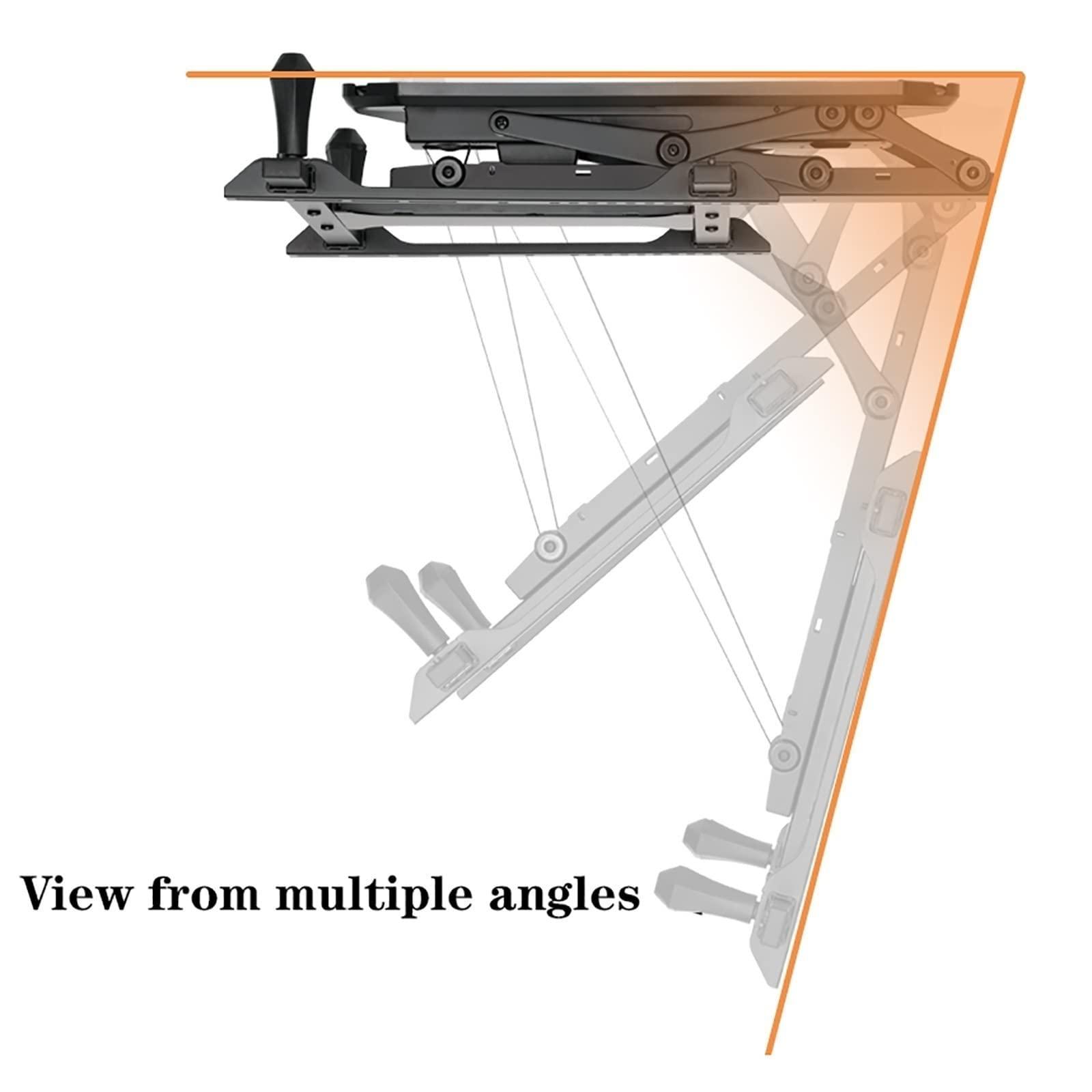 THEGA Motorized TV Ceiling Mount - TV Wall Mount, Telescopic TV Ceiling Mount with Auto Lift, Remote Control Electric Pull Down Mantel Mounting Bracket, 0-85 Flip Down, Fits 32-70 Inch TVs