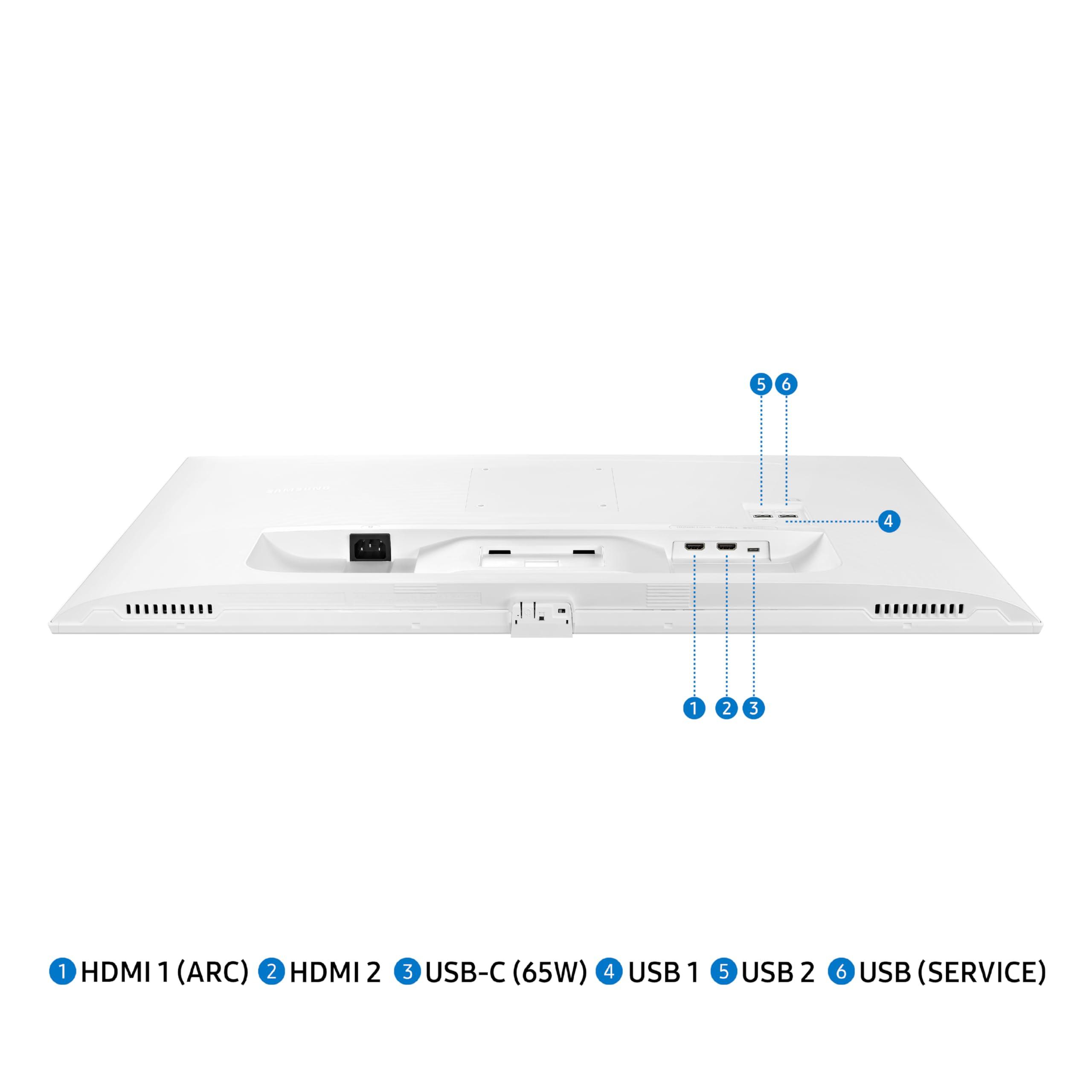 Samsung SAMSUNG 32-Inch M7 (M70D) Series 4K UHD Smart Monitor with Streaming TV, Speakers, HDR10, USB-C, Multiple Ports, Gaming Hub, SolarCell Remote, Vision Accessibility Tools, LS32DM703UNXZA, 2024, White